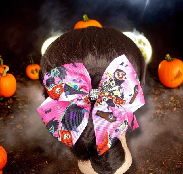 12 Moño estampado Halloween $7.2 c/u