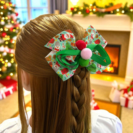 12 Moños Dobles Navideños con PomPom $6.5 c/u