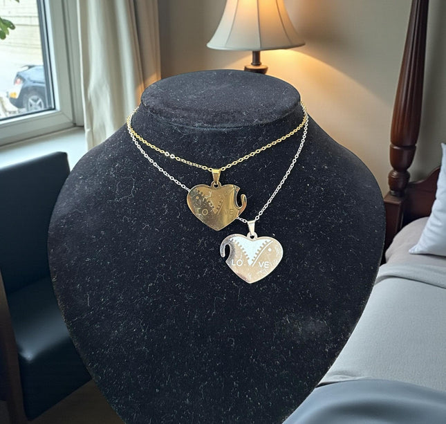 12 Duos de Collar Parejas Acero Inoxidable Dorado/Plateado $25.83 c/u