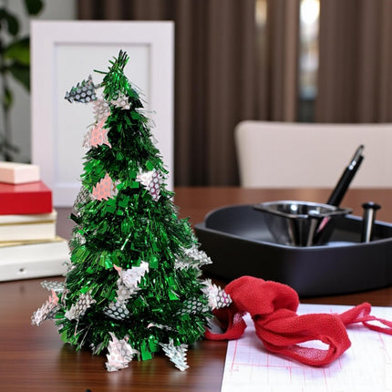 Arbol de Navidad para Escritorio Decorado Verde/Dorado