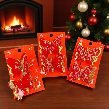 12 Pasadores de mariposa Navideñas $19 c/u