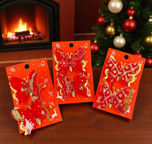 12 Pasadores de mariposa Navideñas $19 c/u