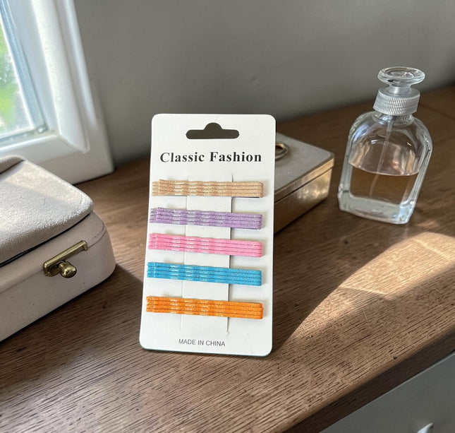 12 Sets de Pasadores Colores para Cabello $9 c/u