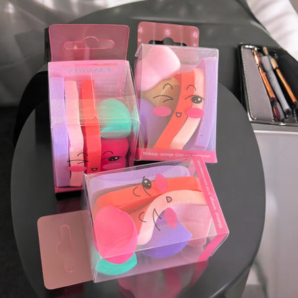 12 Sets Esponjas y Borlas para Maquillaje Caritas $6.5 c/u