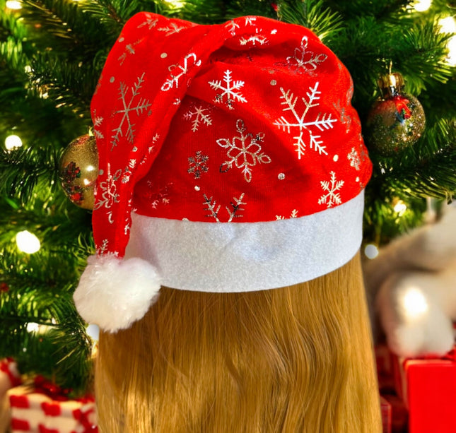 12 Gorros Navideño Decorado con copos de Nieve $9.2 c/u