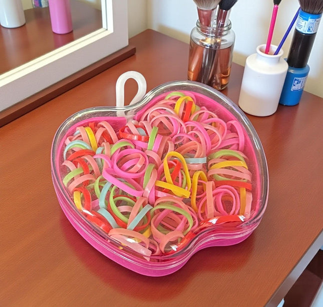 12 Estuches Manzanas con Ligas para Cabello de Colores $9.9 c/u