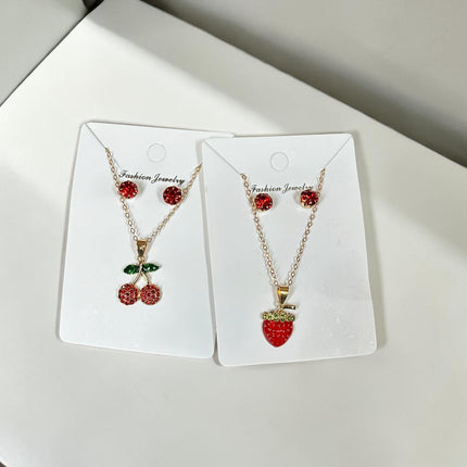 12 Sets Cereza Collar y Aretes Dorados $10 c/u
