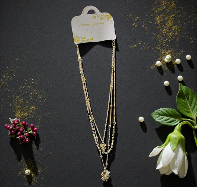 12 Collares Triples con Dijes Perlas/Pedreria $16 c/u