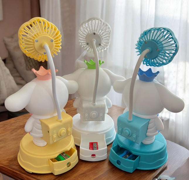 2 Ventilador Cinamorrol con Figura 3D y Sacpauntas $89 c/u