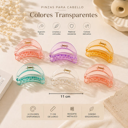 12 Pinzas Grandes Cristalinas para Cabello $6.9 c/u