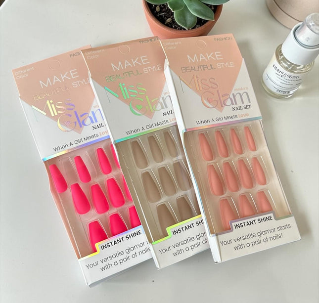 12 Uñas Postizas Matte Colores $9 c/u
