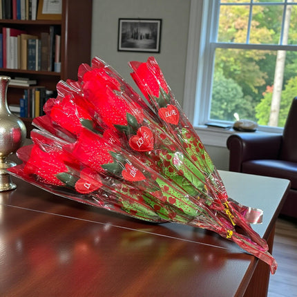 12 Rosas con Luz "Love" San Valentin $15 c/u