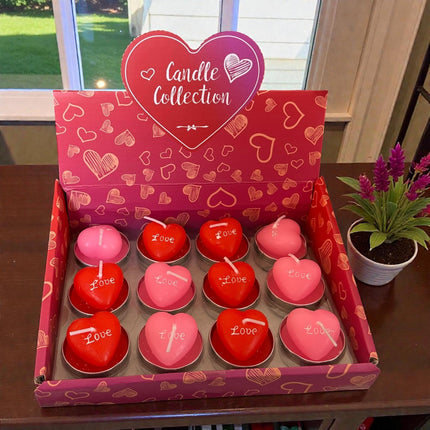 12 Velas Corazon Rojas/Rosas "San Valentin" $8.5 c/u