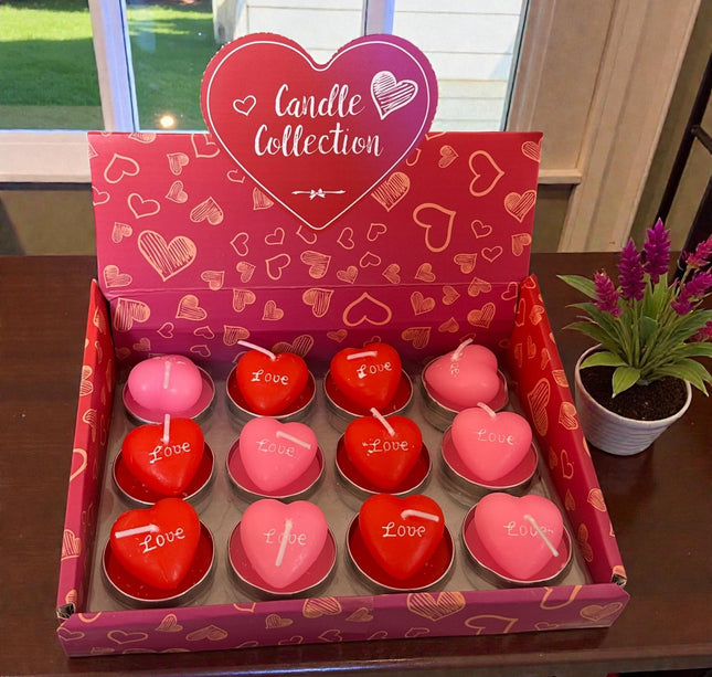 12 Velas Corazon Rojas/Rosas "San Valentin" $8.5 c/u