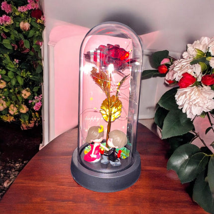 3 Rosa Eterna Con Luz y Pareja Enamorada San Valentin $129 c/u