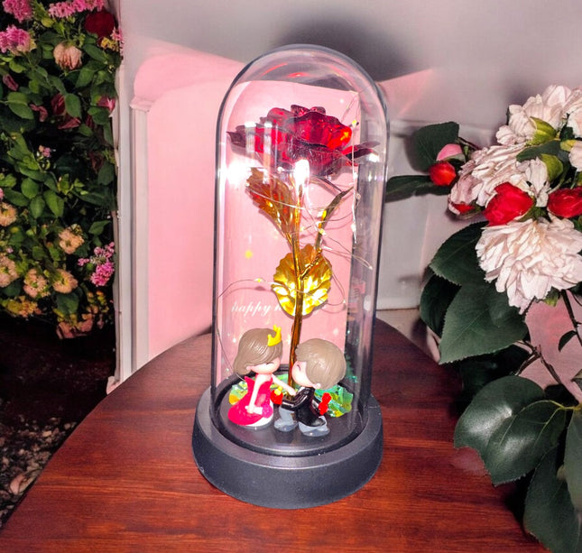 3 Rosa Eterna Con Luz y Pareja Enamorada San Valentin $129 c/u