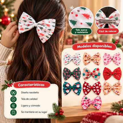 12 Moños de Navidad con Estampados Hermosos $7 c/u