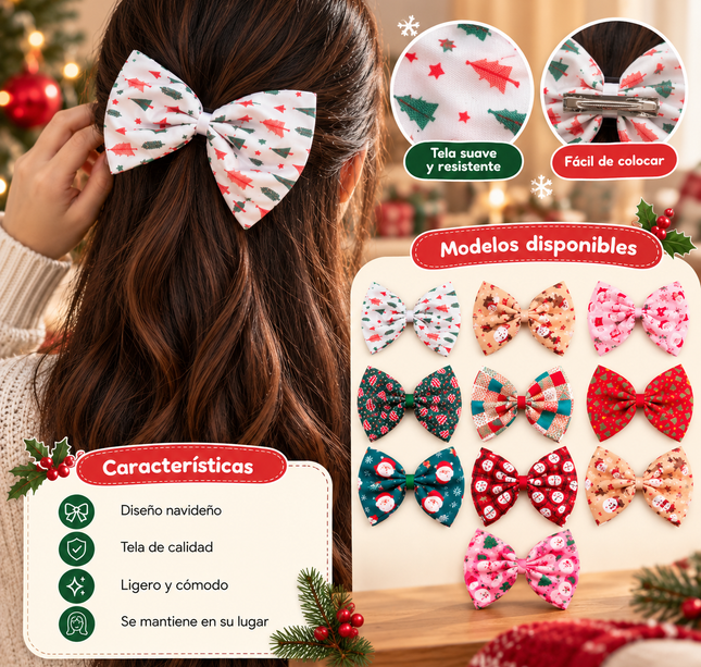 12 Moños de Navidad con Estampados Hermosos $7 c/u