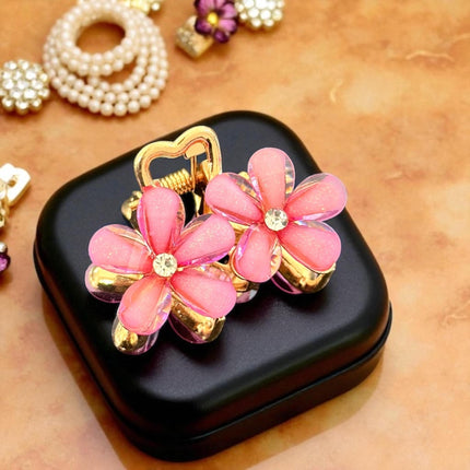 12 Pinzas Flores Doradas con Pedreria Colores $11.5 c/u