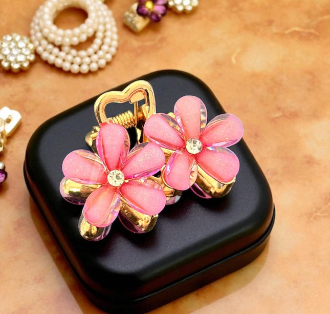 12 Pinzas Flores Doradas con Pedreria Colores $11.5 c/u