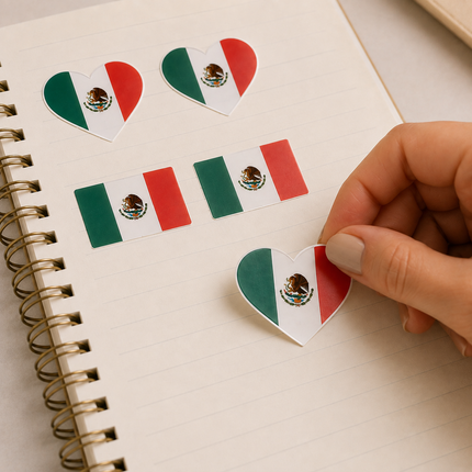 12 Sets de 5 Planillas de Stickers Bandera de Mexico $7.5 c/u