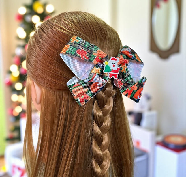 12 Moños Navideños Estampados Figuras $6.3 c/u