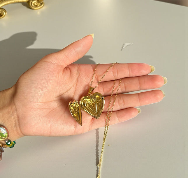 12 Collares Relicarios de Corazón Acero Inoxidable $29.05 c/u