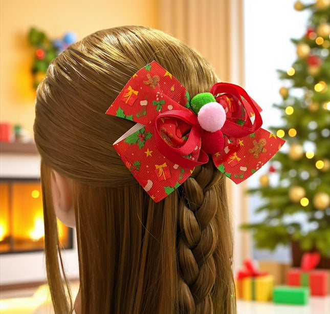 12 Moños Dobles Navideños con PomPom $6.5 c/u