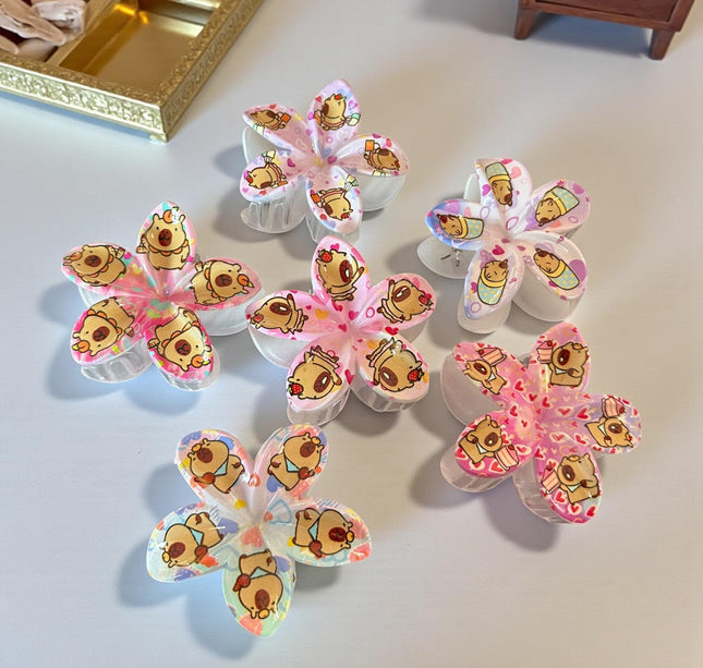 12 Pinzas Capibara/Labubu Hawainas Estampadas $7.5 c/u