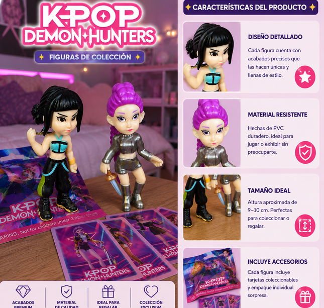 4 Muñecas Guerreras K-Pop Sorpresa en Bolsa $26 c/u