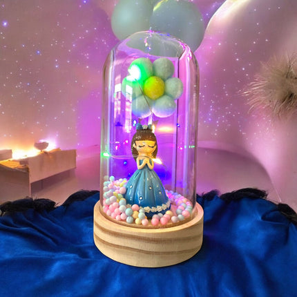 2 Muñeca Princesa con Flor y Luz en Cristal $89 c/u