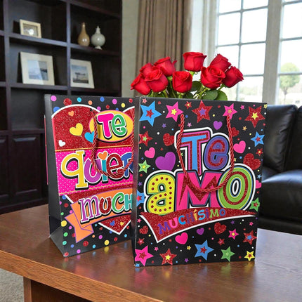 12 Bolsas Te quiero mucho Diamantadas "San Valentin" $13 c/u