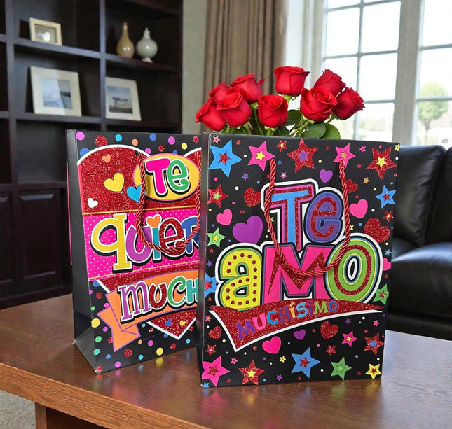 12 Bolsas Te quiero mucho Diamantadas "San Valentin" $13 c/u