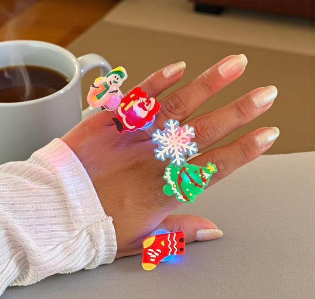 50 Anillos Navideños con Luces y Figuras $3.5 c/u