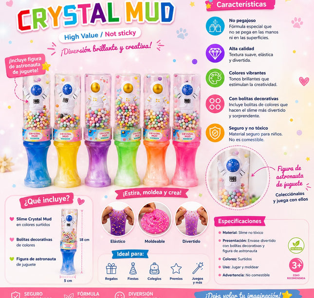 6 Slime de Colores con Atronauta Juguete $26 c/u