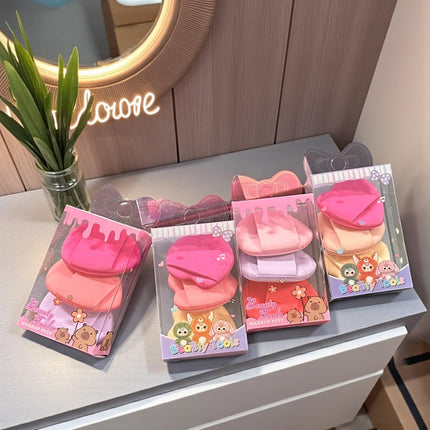 12 Sets Mini Borlas Corazones Maquillaje $6.3 c/u