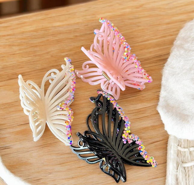 12 Pinzas Premium Mariposa Brillantes $11.5 c/u