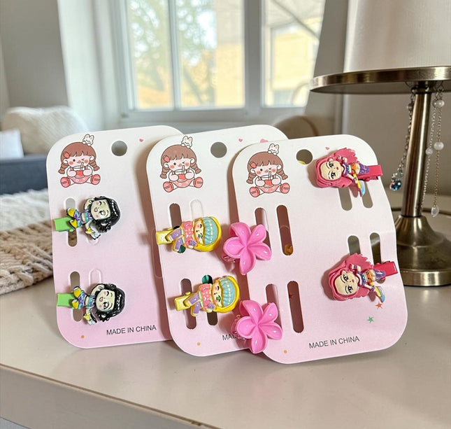 12 Sets Guerreras K-Pop Pasadores y Pincitas Flores $6.5 c/u