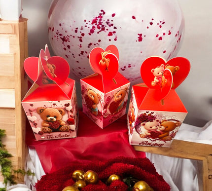 12 Cajas para regalo Ositos Corazón $3.30 c/u