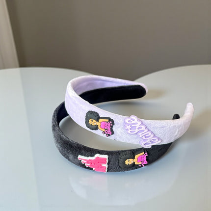 12 Diademas Barbie Gruesas con Figuras/Pin 3D $15 c/u