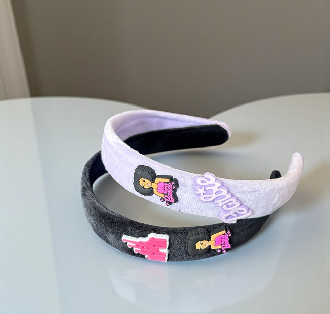12 Diademas Barbie Gruesas con Figuras/Pin 3D $15 c/u