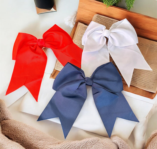 12 Moños Coquette Lisos Blanco/Azul/Rojo $7 c/u