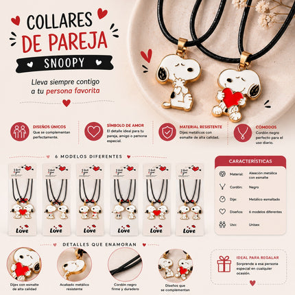 12 Duos Collares Snoppy "I Love You" $11 c/u