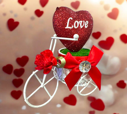 3 Bicicleta con Corazón Glitter y Moñito, con Luz San Valentin $60 c/u