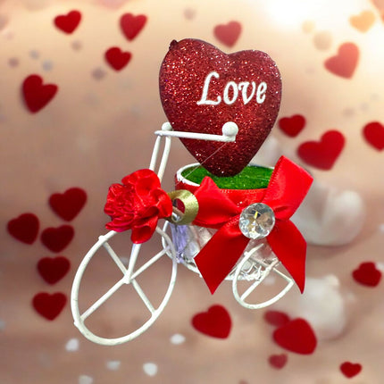 3 Bicicleta con Corazón Glitter y Moñito, con Luz San Valentin $60 c/u