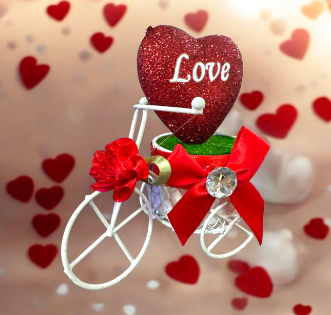 3 Bicicleta con Corazón Glitter y Moñito, con Luz San Valentin $60 c/u