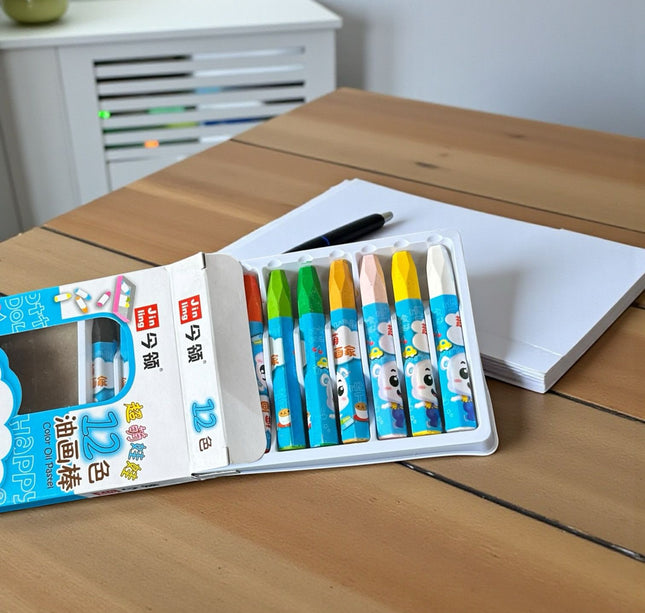 Caja con 12 Crayolas Osito $1.9 c/crayon