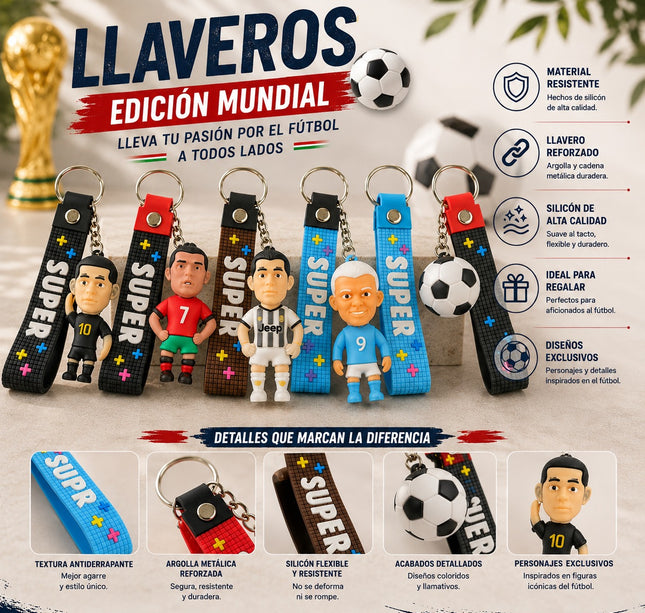 12 Llaveros Mundialistas Jugadores  $7 c/u