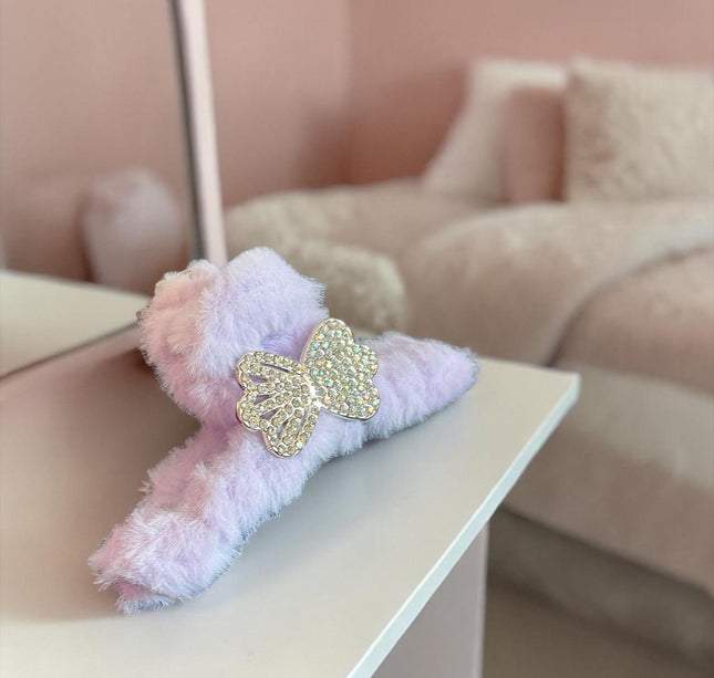 12 Pinzas Peluche con Figura de Pedreria Hermosa $6 c/u