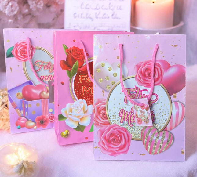 12 Bolsas para Regalo "Feliz Día Mamá" $5.7 c/u